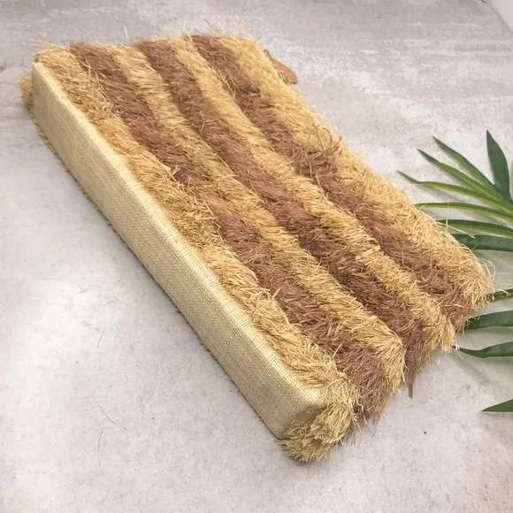 KAYU Pinata Neutral Fringe Oversized Straw Clutch - Picture 3 of 9